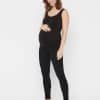 Maternity black Cotton Leggings Mamalicious Lea 2 Pack