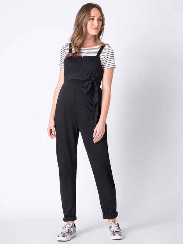 Black Jersey Maternity Dungarees Seraphine W010473